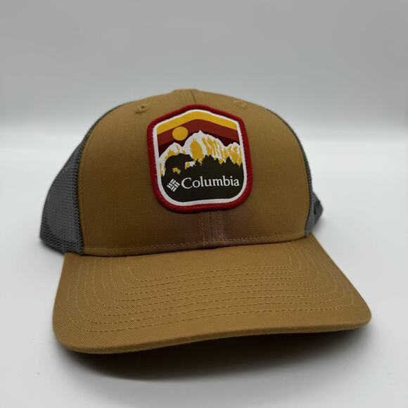 Columbia Spring Grove Bear Mountain Badge Cap Hat Men NWT SnapBack Mesh Trucker - Picture 1 of 3